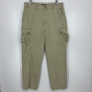 Route 66 Mens Khaki Tan Cotton Twill Cargo Pants Size 36 Utility Workwear